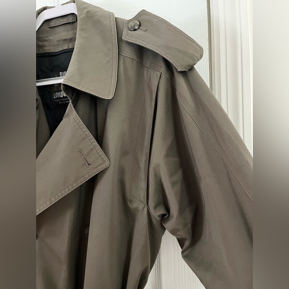 Towne by London Fog Size 40 Short Dark Olive Trenchcoat - Picture 5 of 10